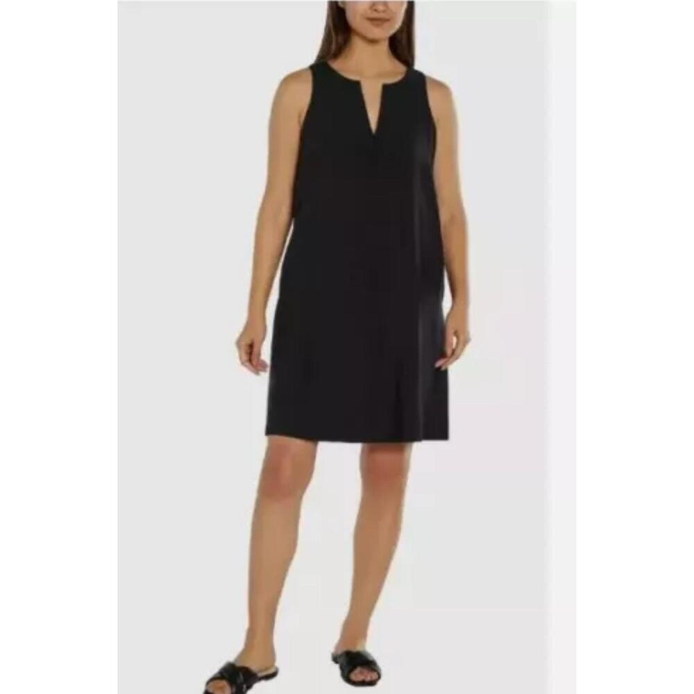 Banana Republic Ladies' V-Neck Satin Sleeveless Dress, Black Size M.   AO